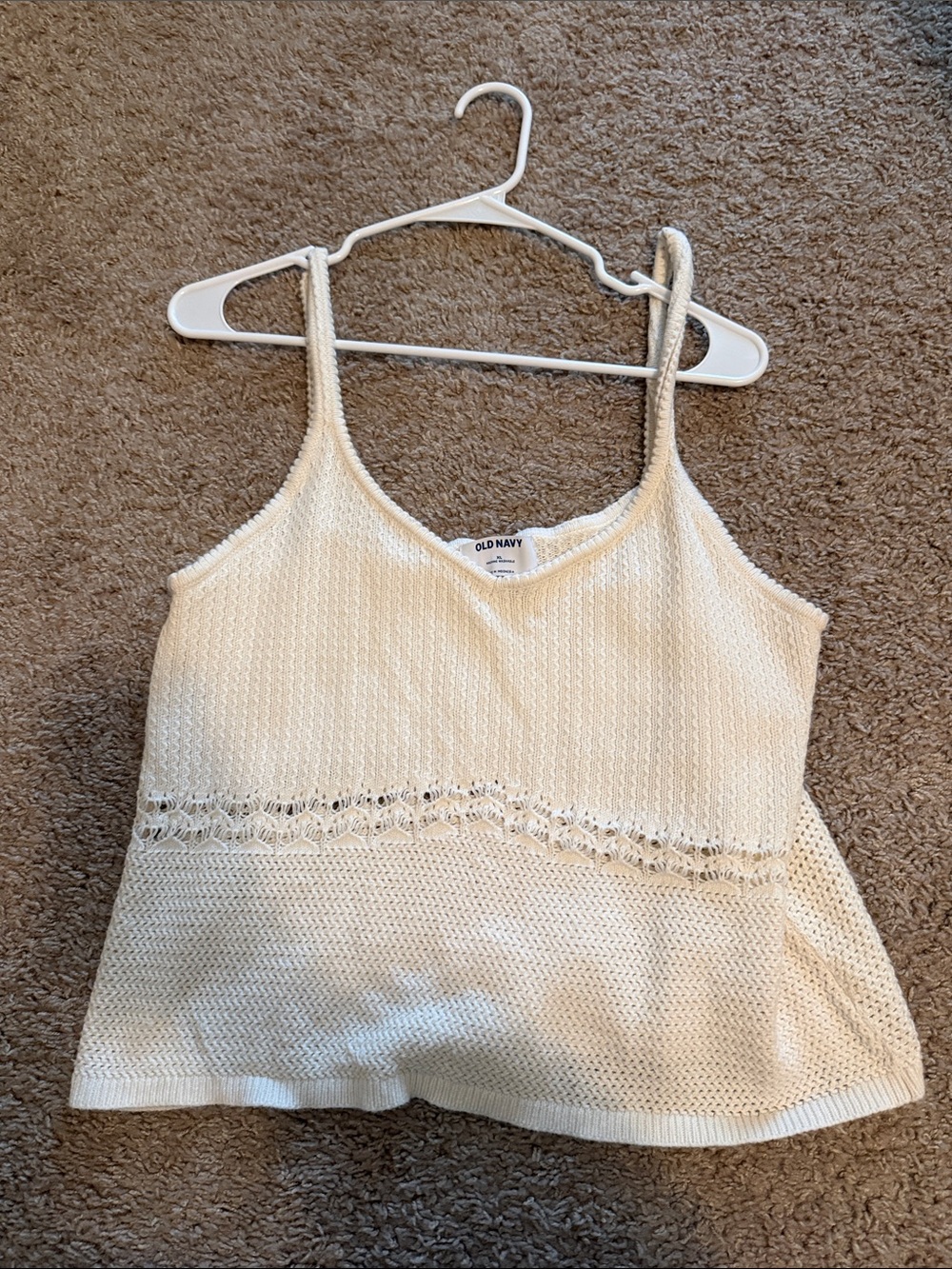 Old Navy Cream Crochet-Trim Knit Cami